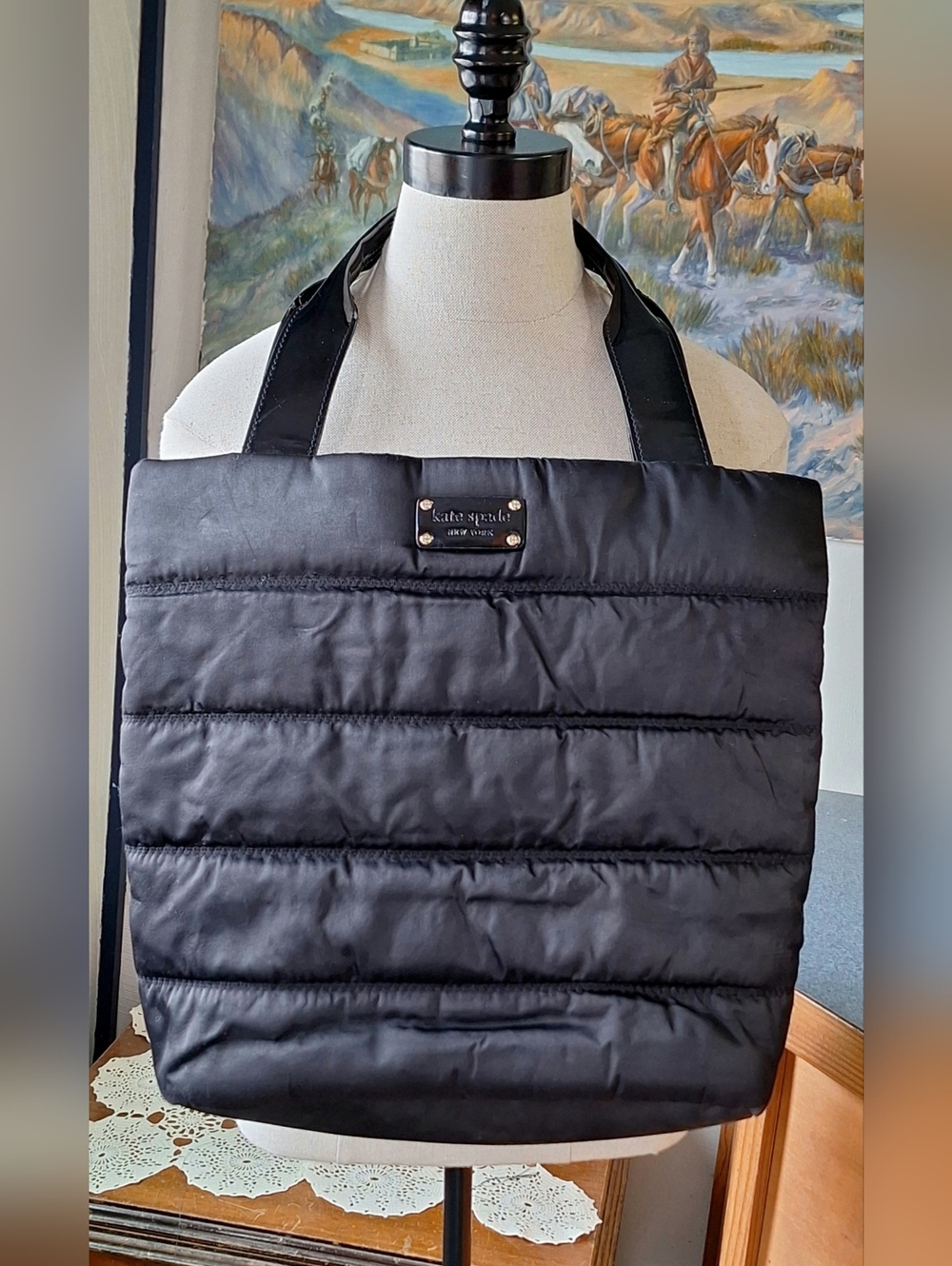 Kate Spade Quilted Puffy "Apres Ski" Tote With Patent Leather Straps